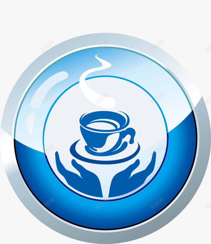 圆形咖啡厅logo蓝色图标png_新图网 https://ixintu.com 南山咖啡 咖啡厅logo 圆形 环境好 简约 纯正 美味 蓝色 香味