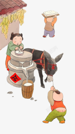 招财童子贺新年传统春节古典人物磨豆子高清图片