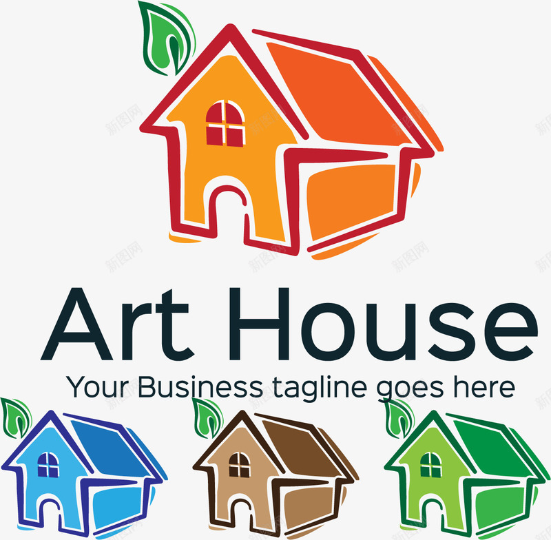 手绘小房子标志图标png_新图网 https://ixintu.com logo设计 小房子 手绘 矢量素材 艺术
