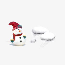 圣诞树上的雪雪球和雪人高清图片