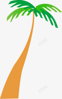 手绘风景海滩沙滩椰子树素材