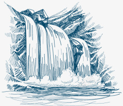 板山水画瀑布瀑布矢量图高清图片