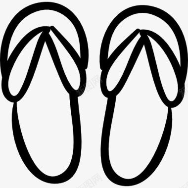 沙滩凉鞋手绘轮廓图标图标