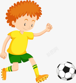奔跑的球员踢足球的短发男孩高清图片