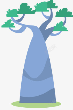 蓝色树干卡通风格素材