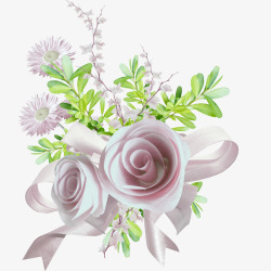手绘白色玫瑰花素材