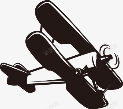 二战老式双翼飞机矢量图图标图标