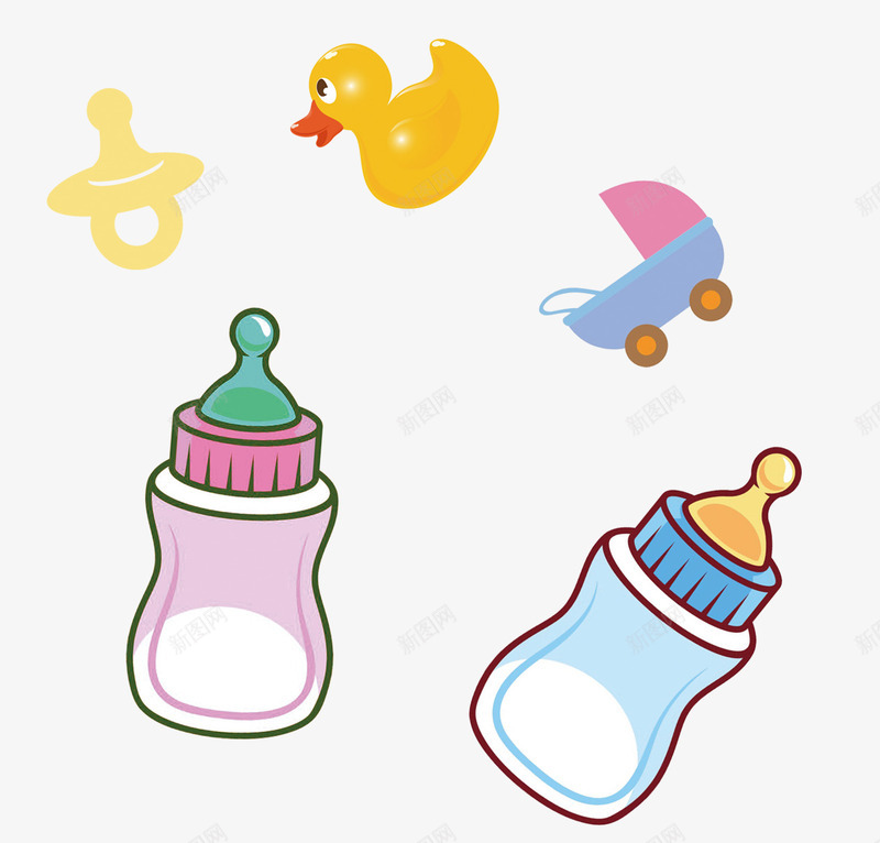 母婴用品png免抠素材_新图网 https://ixintu.com 奶嘴 奶瓶 婴儿用品 婴儿车 婴幼儿 孕妇 母婴 玩具