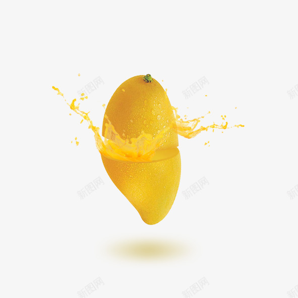 爆汁芒果png免抠素材_新图网 https://ixintu.com 平面设计 爆汁 芒果 装饰 黄色
