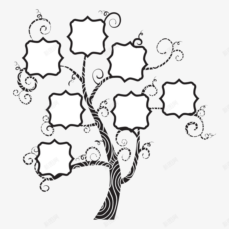 创意相框png免抠素材_新图网 https://ixintu.com 图框 愿望树 树形相框 花纹