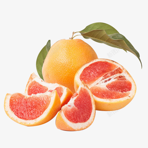 柚子食品png免抠素材_新图网 https://ixintu.com 树叶 橙色 水果