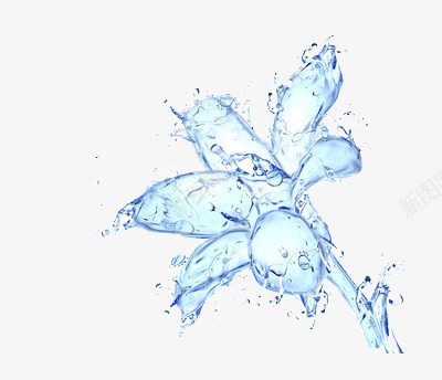 水做的花png免抠素材_新图网 https://ixintu.com 创意 创意特效 化妆品 合成 彩色花 效果 水滴花 水花 特效 绽放 绽放的花 花朵 蓝色水花 补水