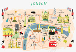 伦敦景点卡通伦敦地图高清图片