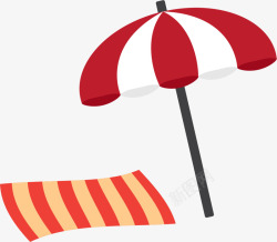 沙滩毯子夏天气息沙滩大伞高清图片