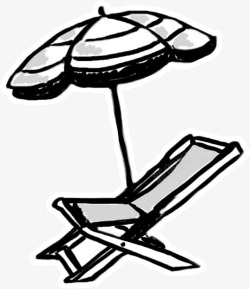 手绘沙滩太阳椅素材