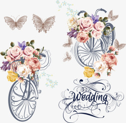 婚礼自行车花束素材