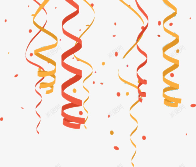 庆祝背景彩带图png免抠素材_新图网 https://ixintu.com 手绘彩带 新图网 活动促销 淘宝 漂浮彩带 红黄色漂浮卷带