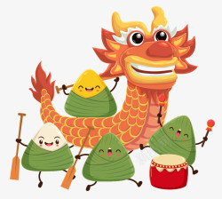 可爱的粽子手绘可爱卡通插图端午节习俗高清图片