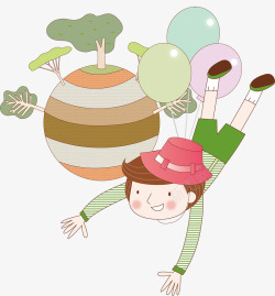 旅行主题梦幻儿童画素材