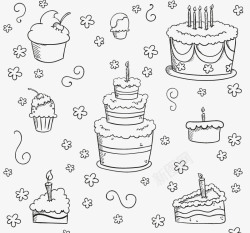 蛋糕上的花朵手绘蛋糕元素背景高清图片