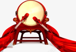 击鼓PNG红色击鼓传统丝带文化高清图片