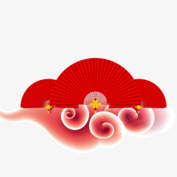 红色扇子喜庆春节高清图片