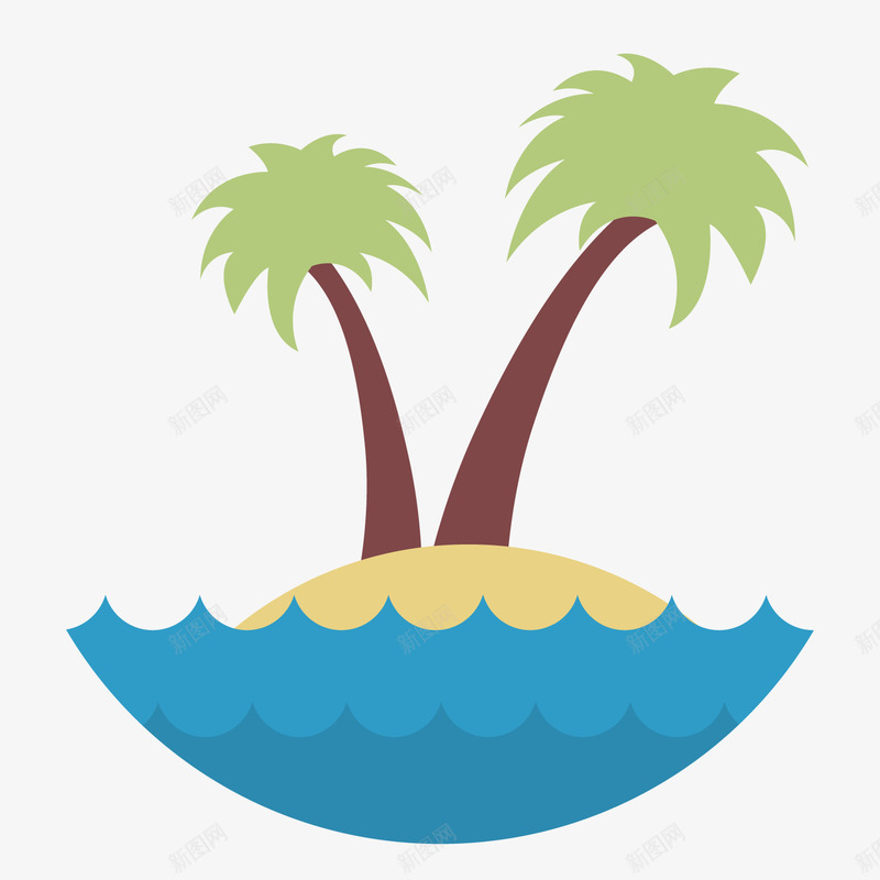 岛屿图标矢量图ai_新图网 https://ixintu.com 图标 圆弧 大树 尖头 岛屿 旅行 沙滩 海水 矢量图