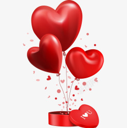 玫红色彩带爱心爱心礼盒爱心气球装饰高清图片