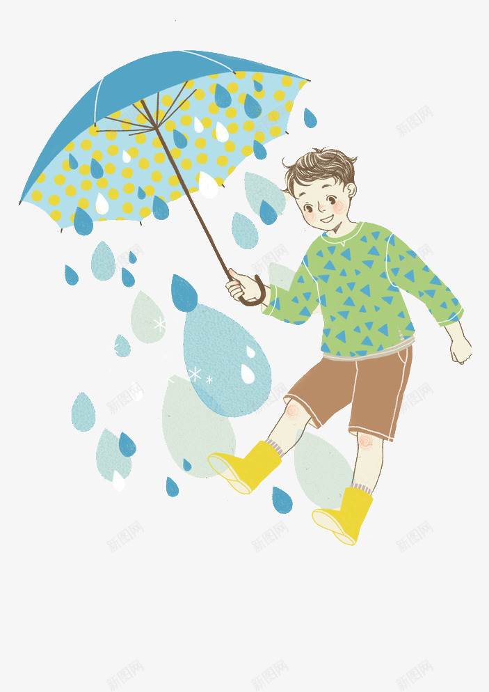 手绘水彩装饰插图雨天撑伞的可爱png免抠素材_新图网 https://ixintu.com 可爱男孩 手绘 手绘水彩装饰插图雨天撑伞的可爱男孩免费下载 撑伞 水彩 蓝色雨伞 装饰插图 雨天