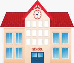 红房子学校红色屋顶学校大楼矢量图高清图片