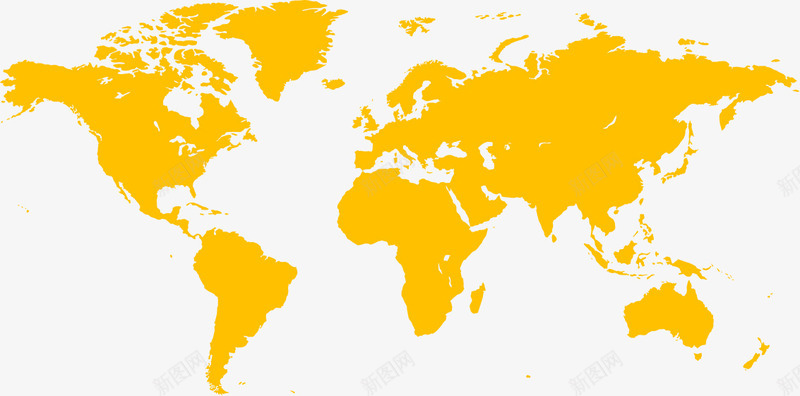 世界地图png免抠素材_新图网 https://ixintu.com 世界地图轮廓 全球 大世界 黄色