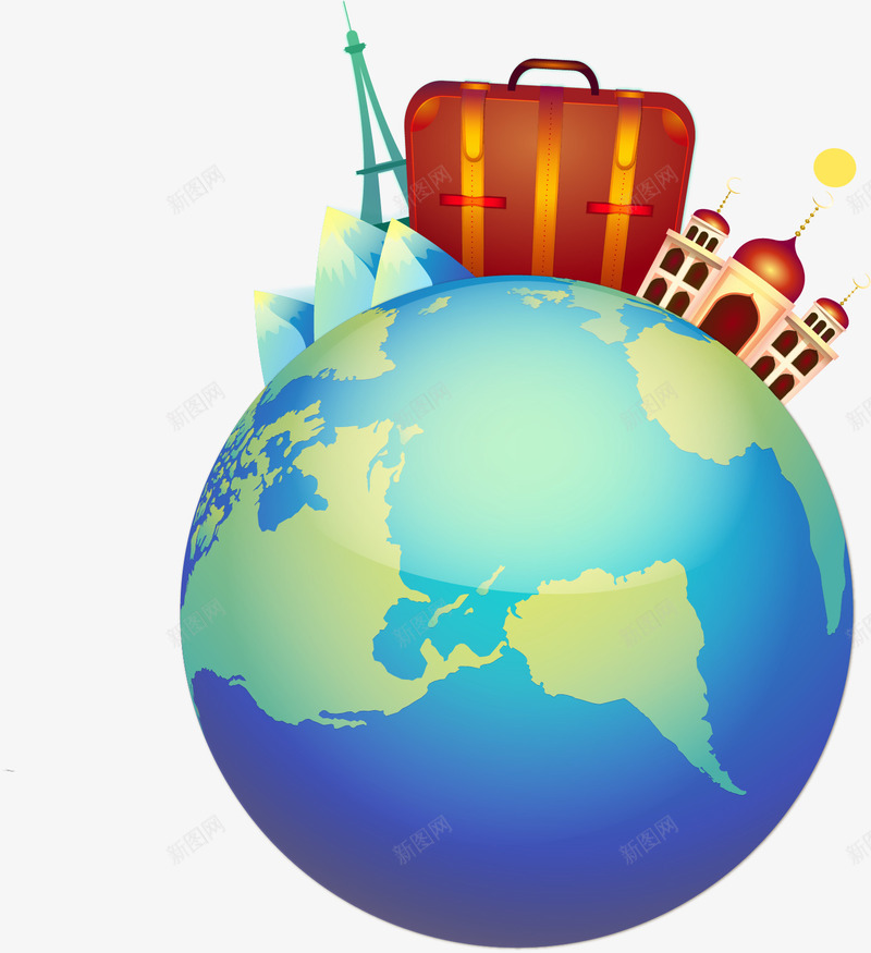 手绘旅游png免抠素材_新图网 https://ixintu.com 出行 度假 手绘 旅游 旅行 环球旅行
