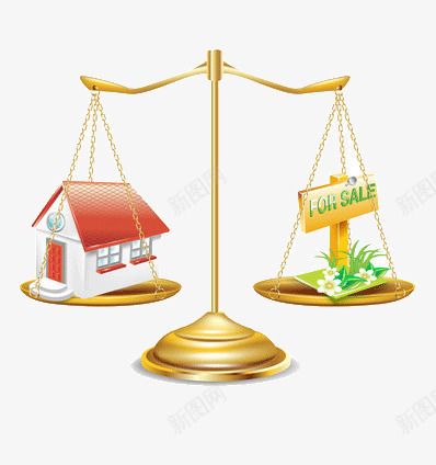 房子与草地的价值png免抠素材_新图网 https://ixintu.com 公平 天平 等值