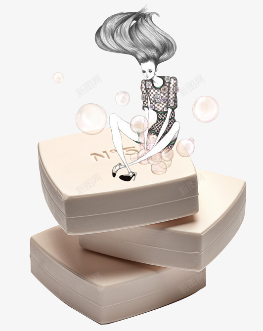 带插画的粉饼盒png免抠素材_新图网 https://ixintu.com 插画 白色 盒子 粉饼 美妆