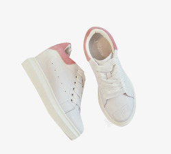 新款单鞋粉色边运动白鞋高清图片