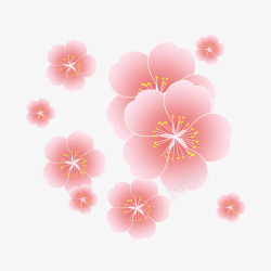粉色背景点缀粉红色的桃花元素高清图片