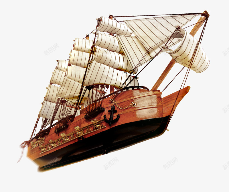 创意小飞船png免抠素材_新图网 https://ixintu.com 创意 小飞船 木质 白色船帆