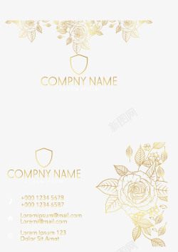 时尚卡片名片金色玫瑰花纹名片模板高清图片