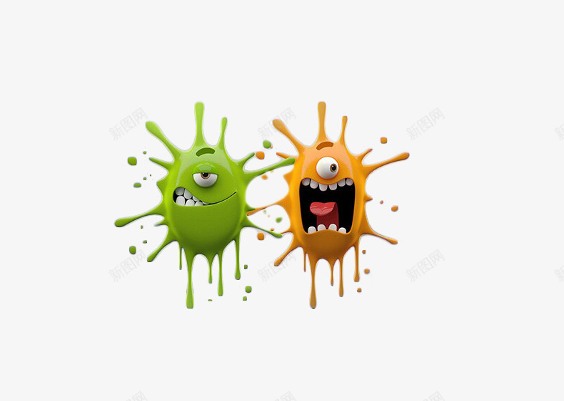 细菌png免抠素材_新图网 https://ixintu.com 卡通 可怕 手绘 细菌