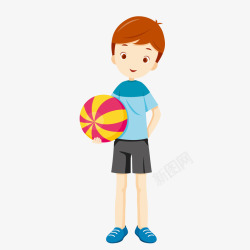 男孩短裤卡通拿着皮球的小男孩矢量图高清图片