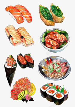 日式插画日本寿司高清图片