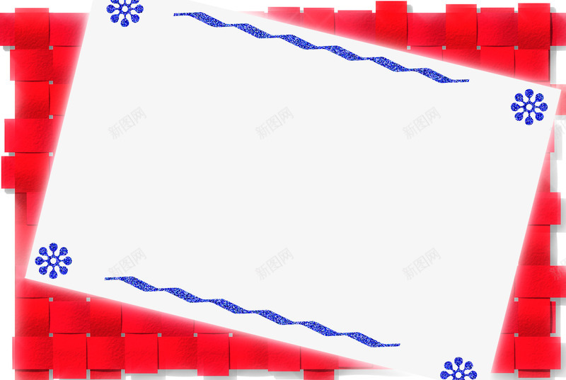 红色竹编装饰背景边框png免抠素材_新图网 https://ixintu.com 儿童相册 手绘 相框 红色背景 蓝色花 边框