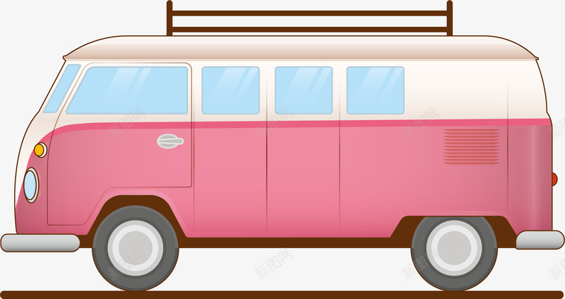 粉色旅行巴士png免抠素材_新图网 https://ixintu.com 交通工具 伸缩 卡通巴士 小巴车 旅行巴士 矢量巴士 粉色