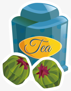 罗汉果手绘茶馆罗汉果茶饮品高清图片