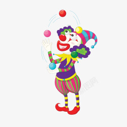 小丑玩球手绘玩球小丑矢量图高清图片