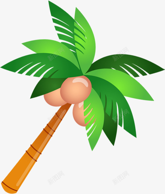 卡通沙滩海报椰子树png免抠素材_新图网 https://ixintu.com 卡通 椰子树 沙滩 海报