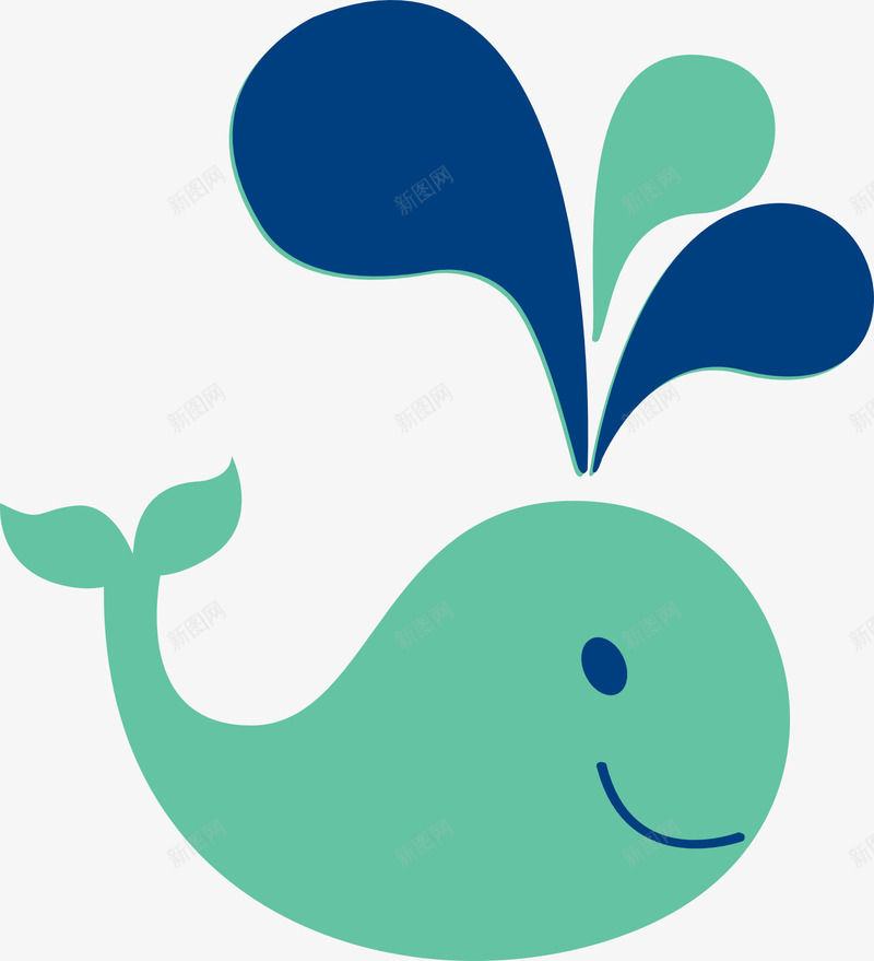 浅绿色喷水鲸鱼png免抠素材_新图网 https://ixintu.com 喷水 浅绿色 海洋动物 鲸鱼