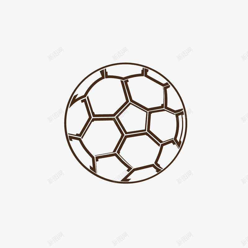 棕色足球线稿图图标png_新图网 https://ixintu.com 一颗足球 棕色线稿图 竞技比赛 足球简笔画
