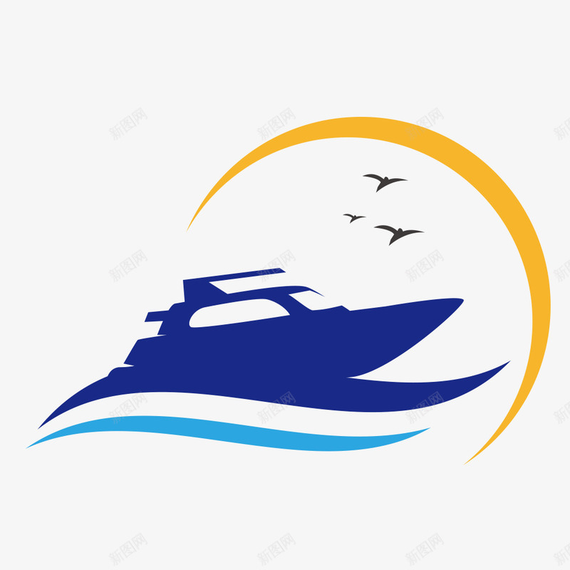 一帆风顺图标png_新图网 https://ixintu.com 卡通素材 帆船logo 船体