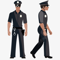 警察帽子卡通警察的正面和侧面高清图片